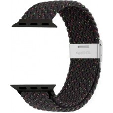 Elastisches Geflochtenes Nylonarmband mit Dehnbaren Riemen für Apple Watch - Schwarz - Apple Watch 44/45/46/49 mm