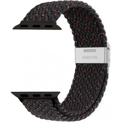 Elastisches Geflochtenes Nylonarmband mit Dehnbaren Riemen f&uuml;r Apple Watch - Schwarz - Apple Watch 44/45/46/49 mm