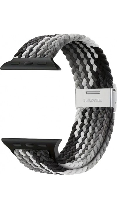 Elastisches Geflochtenes Nylonarmband mit Dehnbaren Riemen für Apple Watch - Schwarz & Weiss - Apple Watch 38/40/41/42 mm