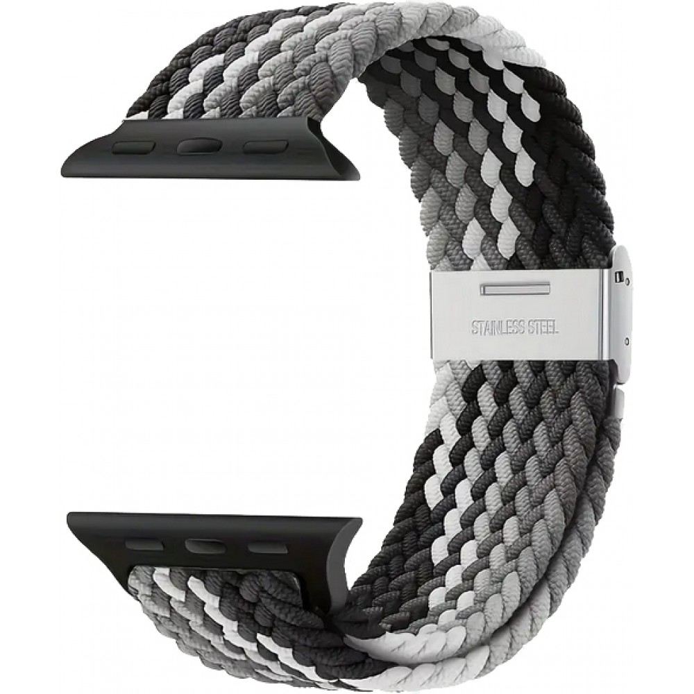 Elastisches Geflochtenes Nylonarmband mit Dehnbaren Riemen für Apple Watch - Schwarz & Weiss - Apple Watch 44/45/46/49 mm