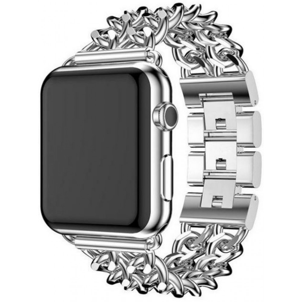 Luxuriöses Edelstahl Armband mit unsichtbarem Verschluss - Silber - Apple Watch 38/40/41/42 mm