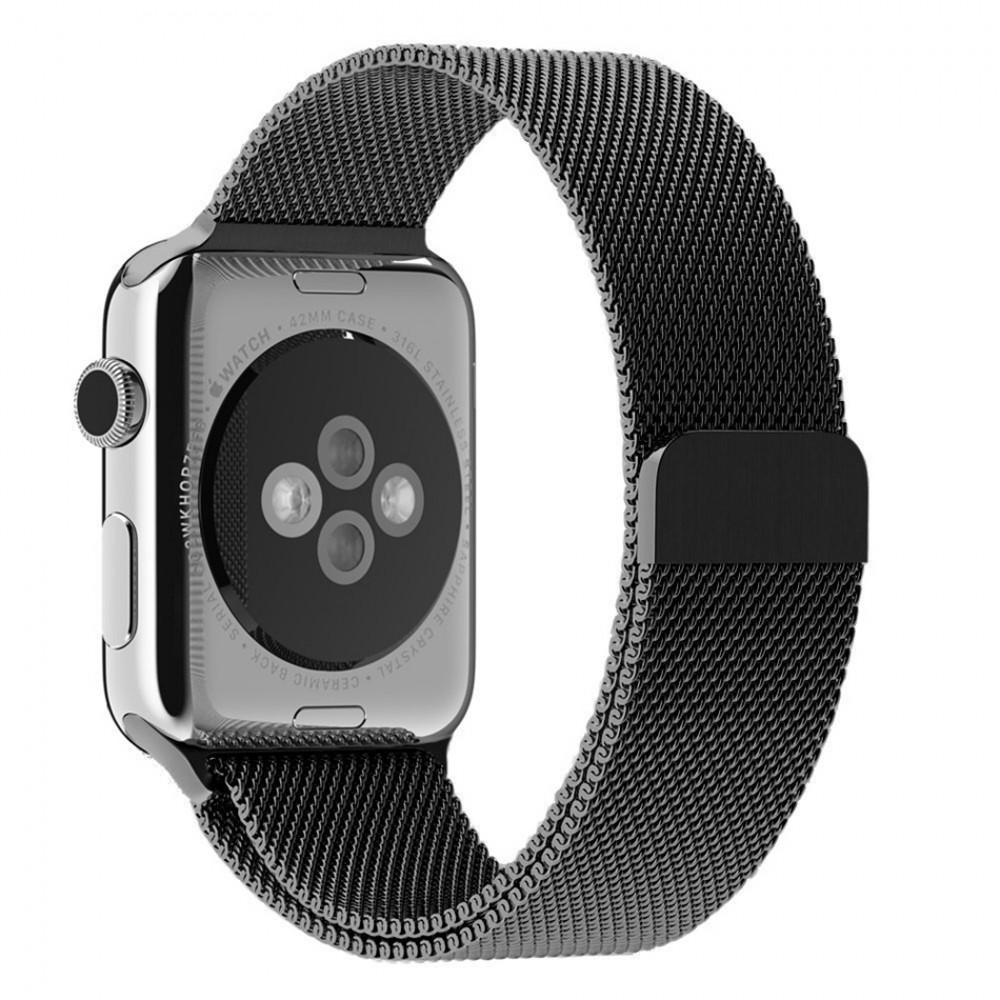 Mailänder Stahlarmband schwarz - Apple Watch 44/45/46/49 mm