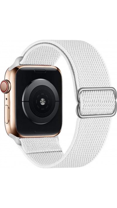 Bracelet nylon élastique sport, réglable, souple, lavable - Blanc - Apple Watch 38/40/41/42 mm
