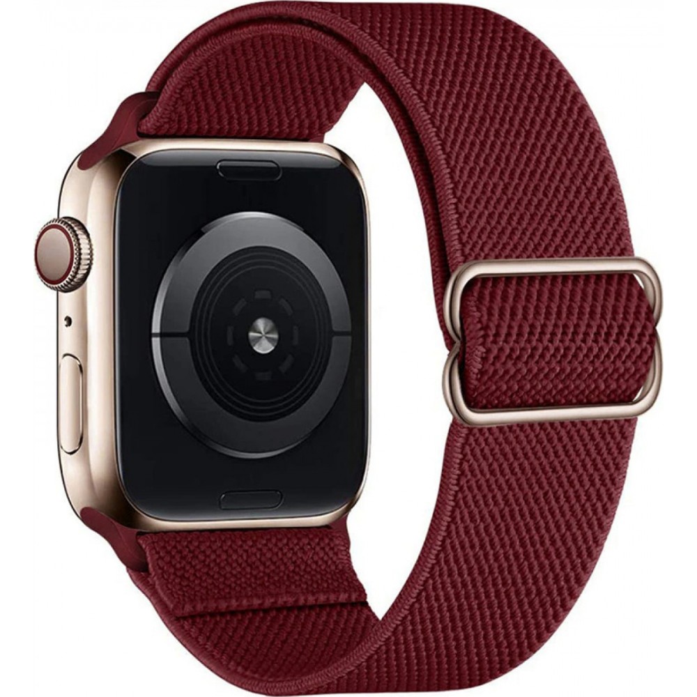Bracelet nylon élastique sport, réglable, souple, lavable - Bordeau - Apple Watch 44/45/46/49 mm