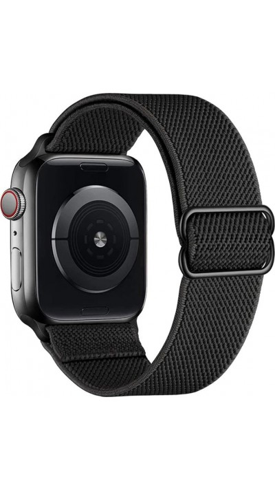 Bracelet nylon élastique sport, réglable, souple, lavable - Noir - Apple Watch 38/40/41/42 mm