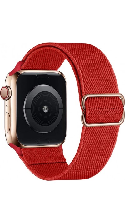 Bracelet nylon élastique sport, réglable, souple, lavable - Rouge - Apple Watch 44/45/46/49 mm