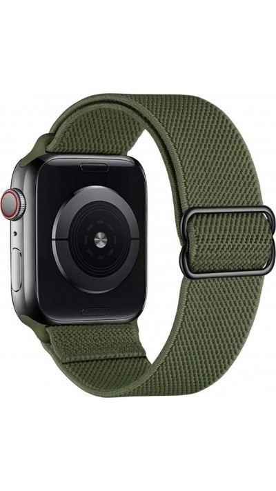 Sportliches elastisches Nylonarmband, verstellbar, weich, waschbar - Dunkelgrün - Apple Watch 42mm / 44mm / 45mm
