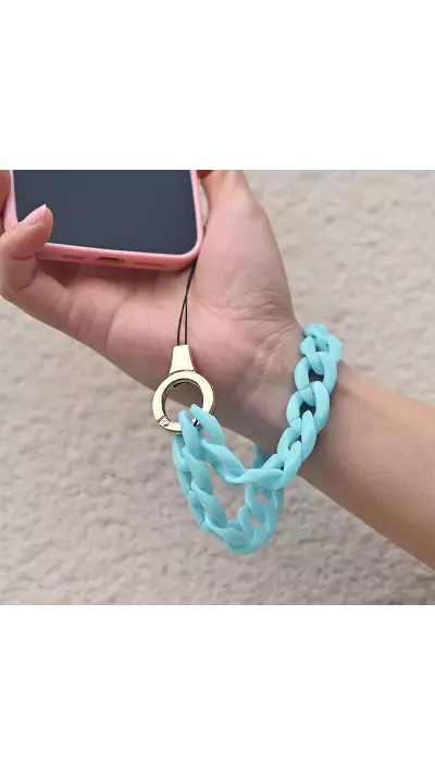 Universalarmband Befestigung für Schale/Gabel Telefon bunte Kette - Hellblau