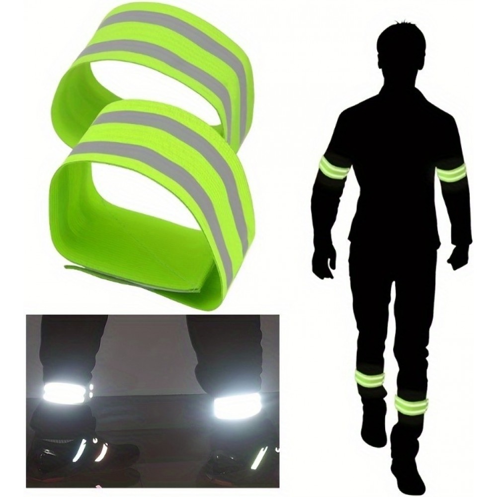 2er Set Hochsichtbare Reflektierende Armbänder Nylon Sicherheitsarmbänder für Nachtaktivitäten