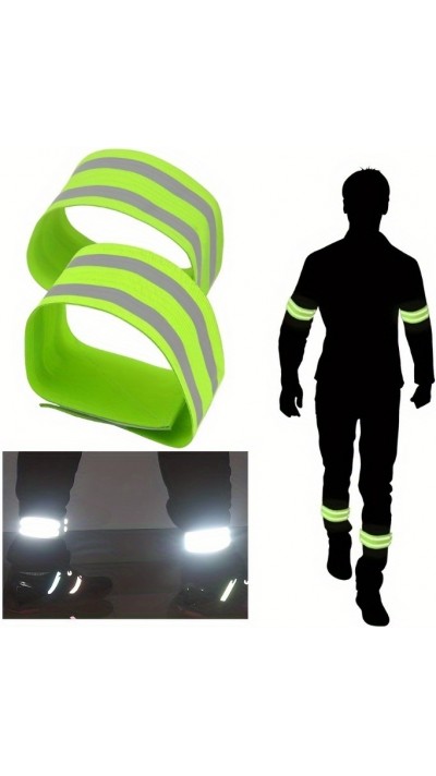2er Set Hochsichtbare Reflektierende Armbänder Nylon Sicherheitsarmbänder für Nachtaktivitäten