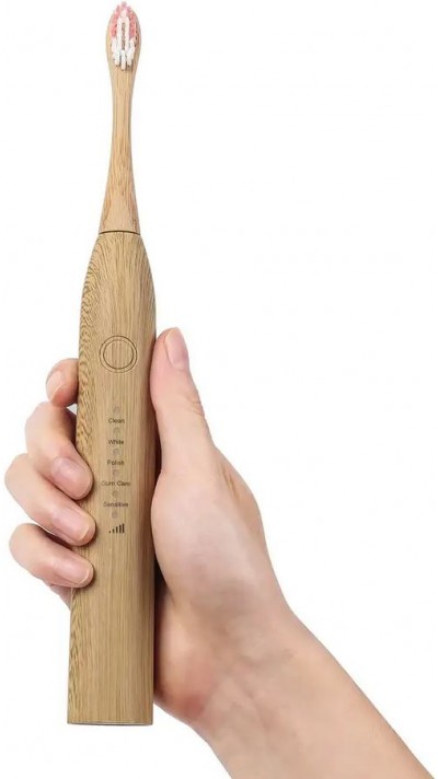 Elektronische Bamboo Zahnbürste eco-friendly inkl. Ladestation + 3 Aufsätze