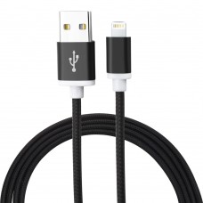 iPhone Kabel (1m) Lightning auf USB-A - Nylon metal - Schwarz