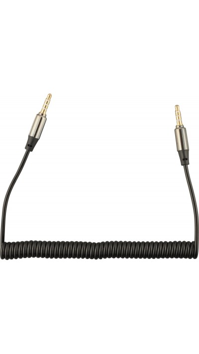 Doppelstecker Musik Kabel - Ausziehbar AUX 3.5 mm Klinken Anschluss - Schwarz