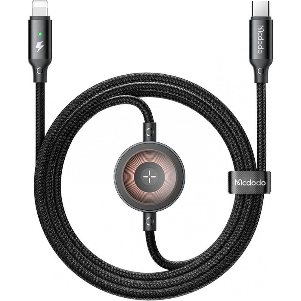 Câble (1.5 m) 2 en 1 USB-C vers Apple Watch et Lightning (60W) - Mcdodo - iPhone & Apple Watch