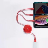 Câble Extensible 3 en 1 Baseus Golden Loop USB - Micro USB / Lightning / USB-C (3.5A) 35cm - 120cm (CAMLT-JH01) - Noir