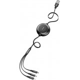 Câble Extensible 3 en 1 Baseus Golden Loop USB - Micro USB / Lightning / USB-C (3.5A) 35cm - 120cm (CAMLT-JH01) - Noir