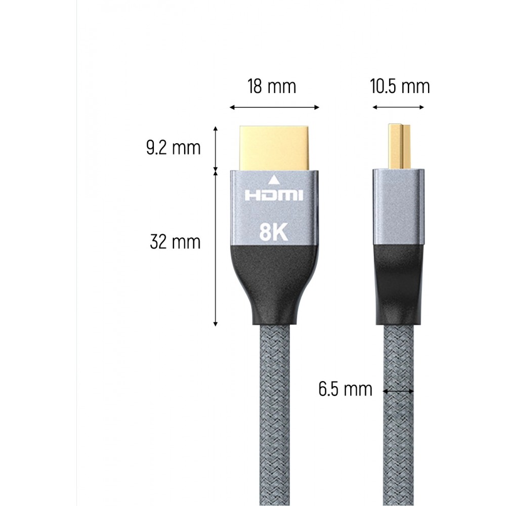 HDMI 2.1 Kabel 8K 60 Hz 48 Gbps / 4K 120 Hz / 2K 144 Hz (3 m) Wozinsky - Silber