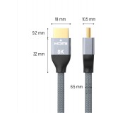 HDMI 2.1 Kabel 8K 60 Hz 48 Gbps / 4K 120 Hz / 2K 144 Hz (3 m) Wozinsky - Silber