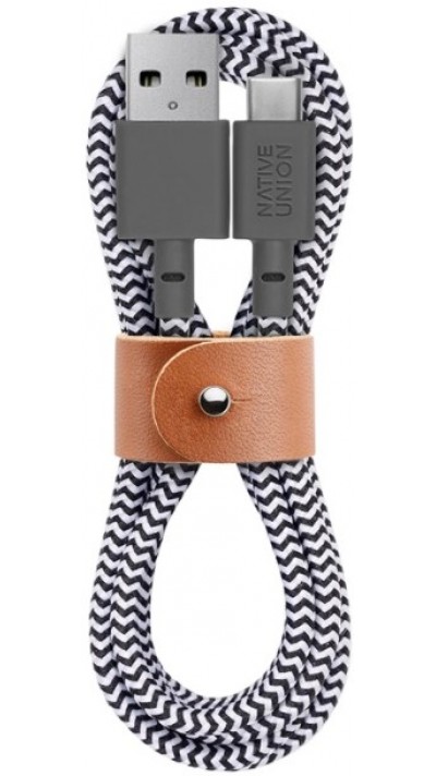 MFi Native Union Belt Ladekabel (1.2 M) USB-A zu USB-C - Zebra