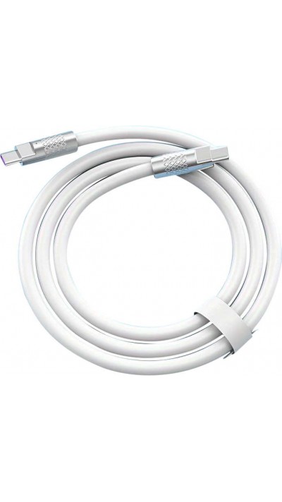 USB-C zu USB-C Ladekabel (2m) robust und bunt mit stylischem Kopf aus Aluminium - Weiss