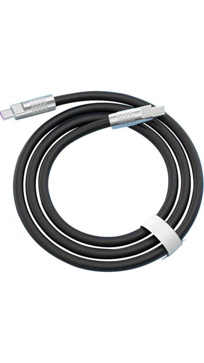 USB-C zu USB-C Ladekabel (2m) robust und bunt mit stylischem Kopf aus Aluminium - Schwarz