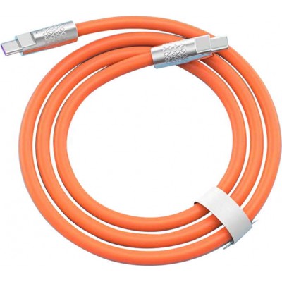 USB-C zu USB-C Ladekabel (2m) robust und bunt mit stylischem Kopf aus Aluminium - Orange