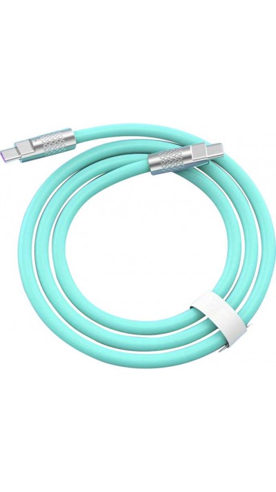USB-C zu USB-C Ladekabel (2m) robust und bunt mit stylischem Kopf aus Aluminium - Mintgrün