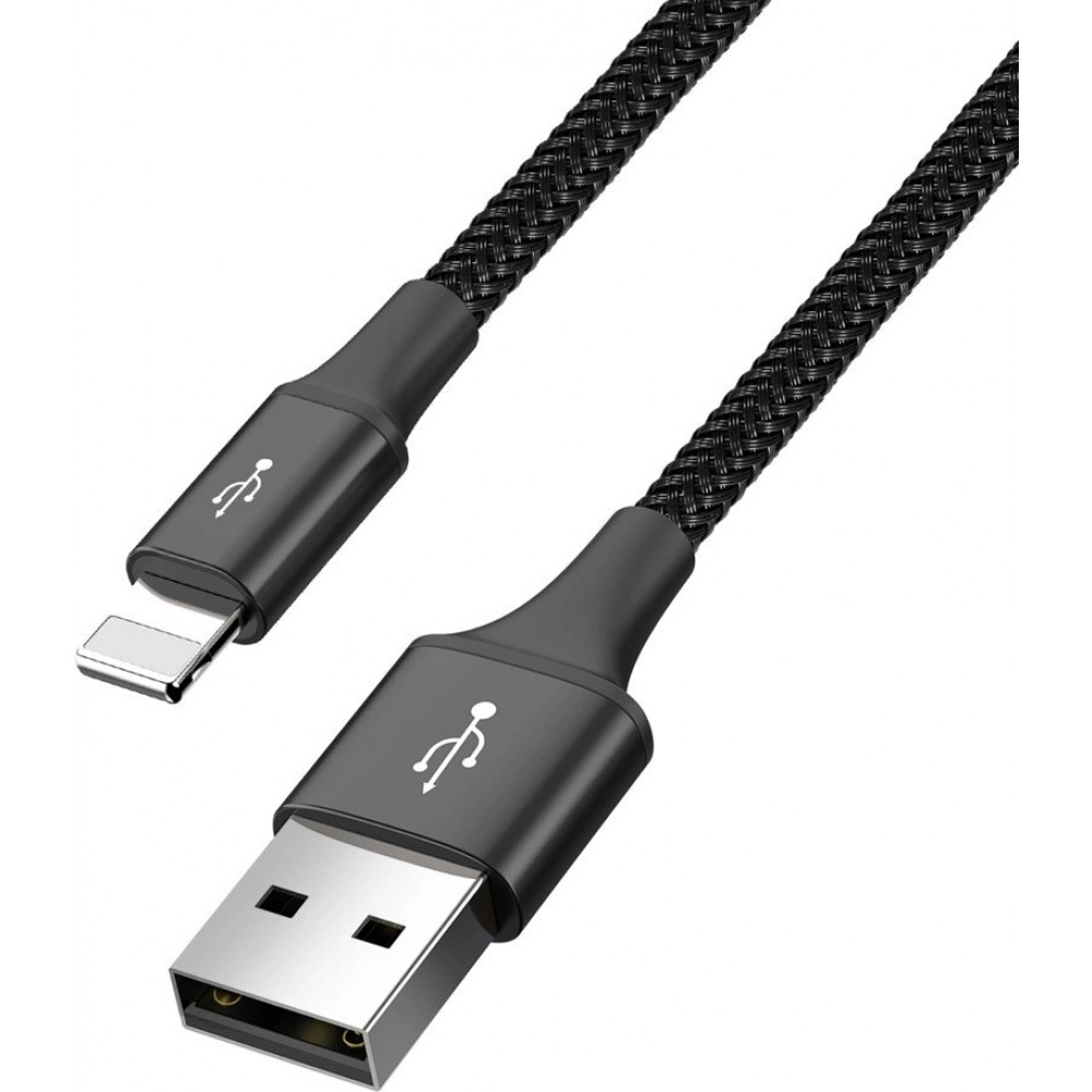 Câble USB 4 en 1 (1x Lightning, 2x USB-C, 1x Micro USB) tressé nylon 3.5A (1.2 m) - Noir