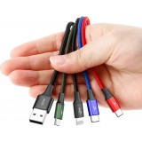 Câble USB 4 en 1 (1x Lightning, 2x USB-C, 1x Micro USB) tressé nylon 3.5A (1.2 m) - Noir