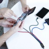 Câble USB 4 en 1 (1x Lightning, 2x USB-C, 1x Micro USB) tressé nylon 3.5A (1.2 m) - Noir