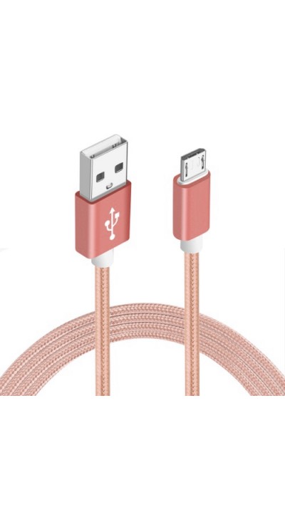 Ladekabel (1 m) Micro-USB auf USB-A - Nylon metal - Rosa