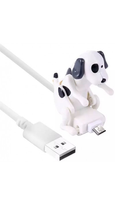Ladekabel (1 m) USB-C auf USB-A - Rammelnder Hund - Weiss