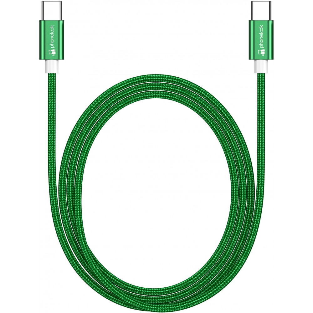 Ladekabel (1.5 m) USB-C auf USB-C - Nylon PhoneLook - Dunkelgrün