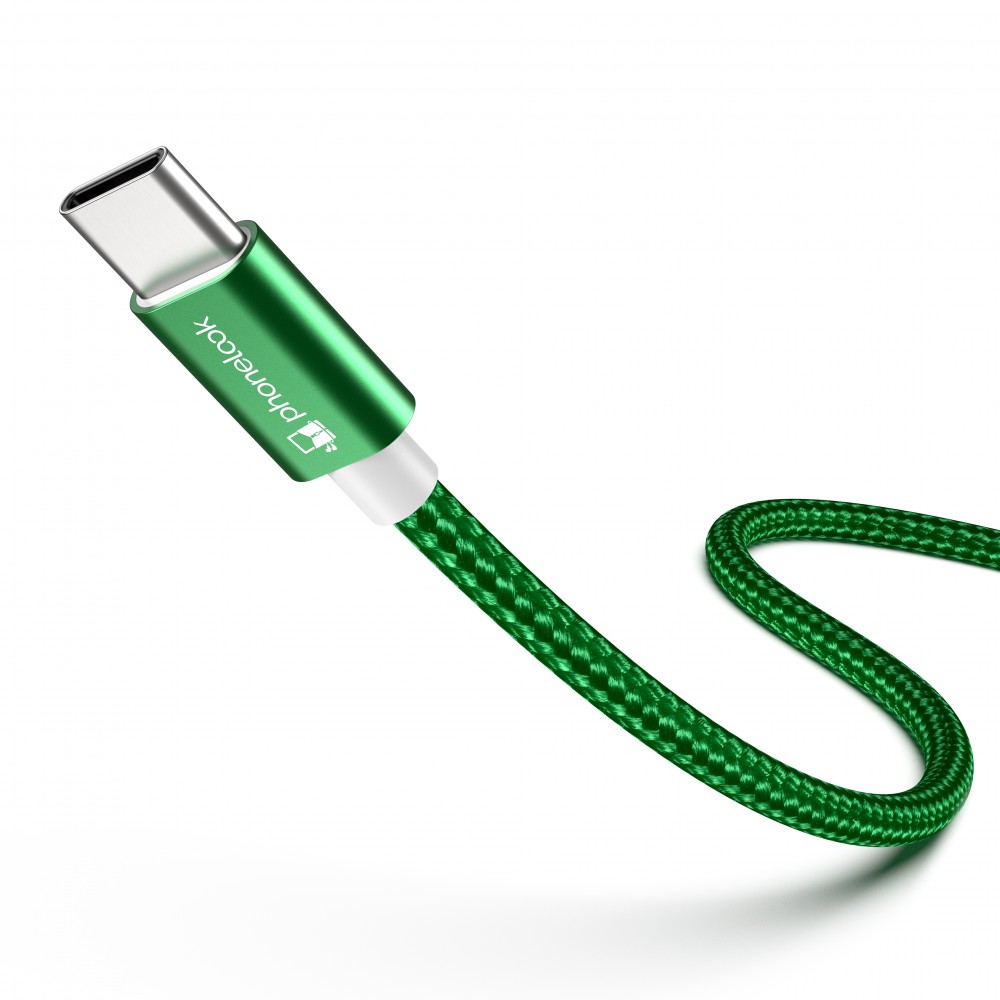 Ladekabel (1.5 m) USB-C auf USB-C - Nylon PhoneLook - Dunkelgrün