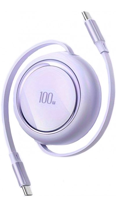 Dual Type USB-C einziehbares Kabel mit Schnellladung QC3.0 100W - Violett