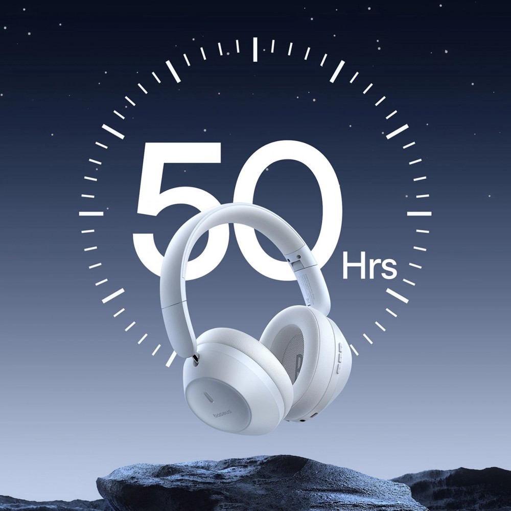 Baseus Bass 30 Max Drahtlose On-Ear Bluetooth 5.3 Kopfhörer Kabellos Hochwertig Soundqualität - Weiss