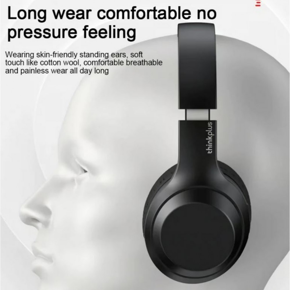 Casque Lenovo thinkplus TH10 over-ear sans fil Bluetooth 5.0 Dualpower loudspeaker - Noir