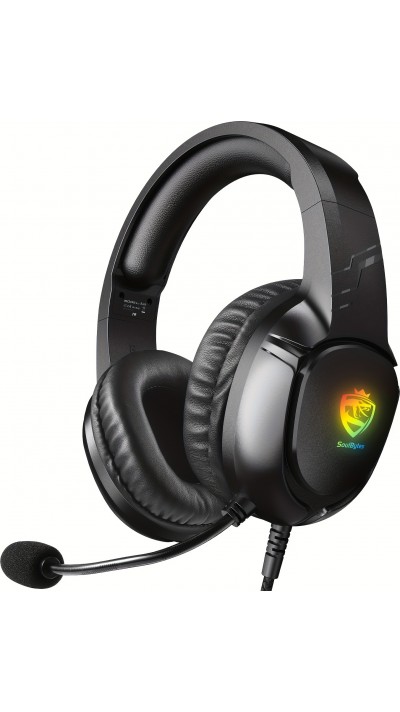 SOULBYTES S20 RGB Gaming Headset mit Surround-Sound Mikrofon für PS4 / PS5 / XBOX / PC 3.5 mm - Schwarz