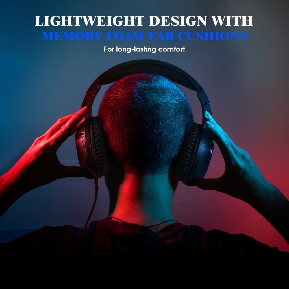 SOULBYTES S20 RGB Gaming Headset mit Surround-Sound Mikrofon für PS4 / PS5 / XBOX / PC 3.5 mm - Schwarz