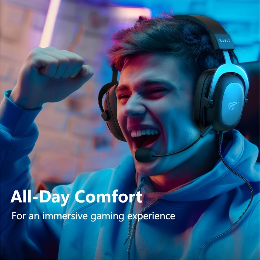 HAVIT 3.5mm Gaming Headset mit 3D Surround Sound und abnehmbarem Mikrofon für Xbox, PlayStation, PC, Switch - Schwarz