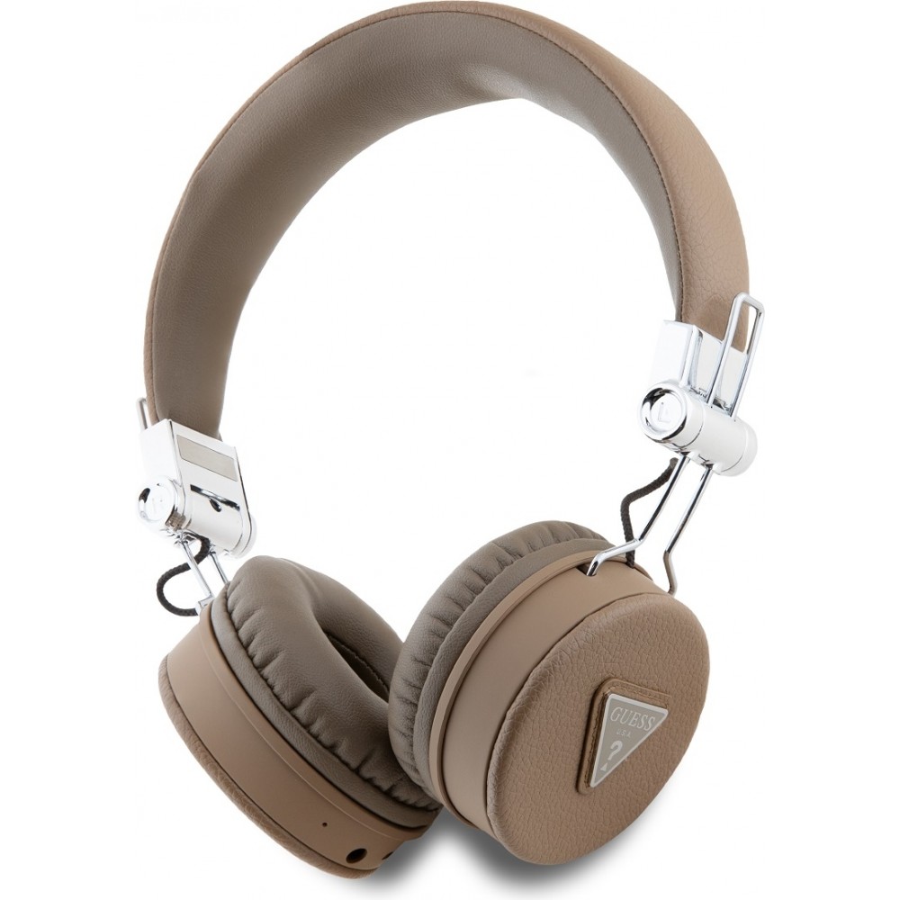 Bluetooth Kopfhörer Guess On-Ear Premium mit Dreieckslogo Kunstleder - Braun