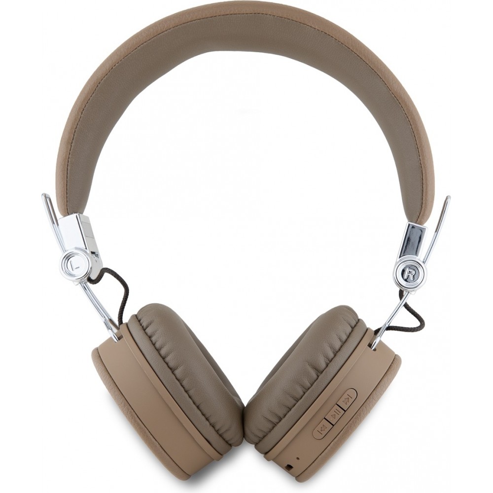 Bluetooth Kopfhörer Guess On-Ear Premium mit Dreieckslogo Kunstleder - Braun