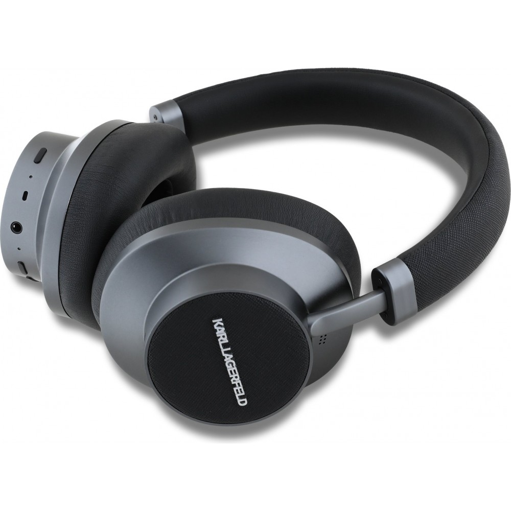 Bluetooth Kopfhörer Karl Lagerfeld Saffiano ANC/ENC Hochwertiger Audio mit Box - Schwarz