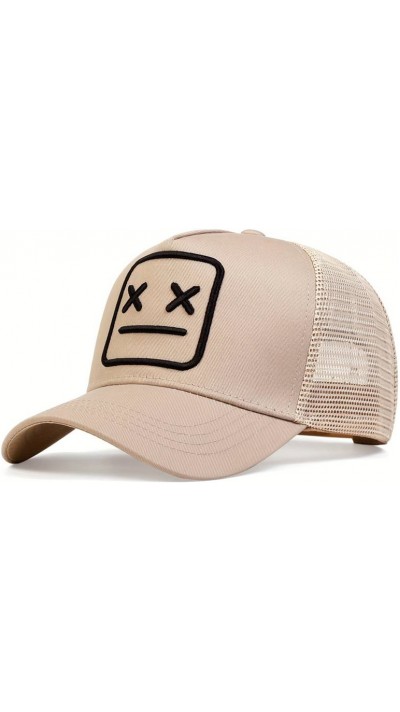 Baseballkappe aus atmungsaktivem Mesh - Unisex Trucker Cap mit Trendmotiv - Beige