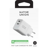Native Union Ladegerät 2 x USB-C PD 35W GaN Fast Charge - Weiss