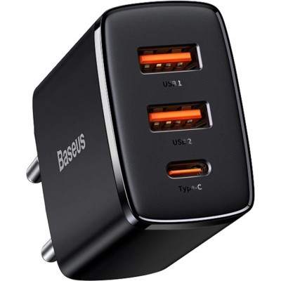Baseus Kompakter Schnellladeger&auml;t 2x USB USB Typ C 30W 3A Power Delivery Quick Charge - Schwarz