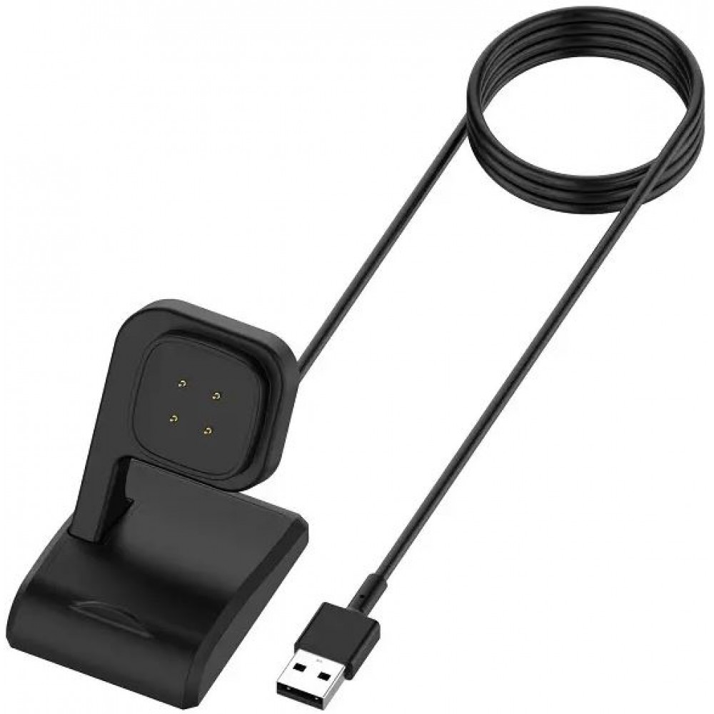 USB-Ladegerät mit Ständer für Fitbit Versa 3 - 4 und Fitbit Sense 1 - 2 - Schwarz