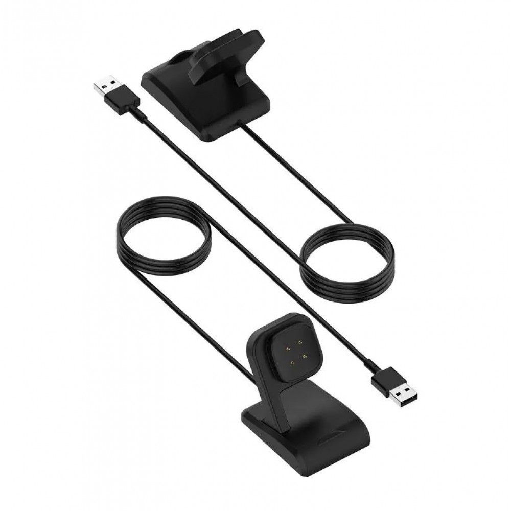 USB-Ladegerät mit Ständer für Fitbit Versa 3 - 4 und Fitbit Sense 1 - 2 - Schwarz