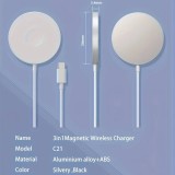 Magnetisches Qi Ladegerät MagSafe 3 in1 wireless charging für iPhone / Apple Watch / AirPods & USB-C - Weiss
