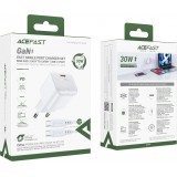 Acefast A77 Mini PD 30W GaN Wandladeger&auml;t USB-C Kabel Schnellladung - Weiss